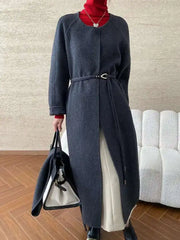 Luxury Wool-Blend Scarf Coat