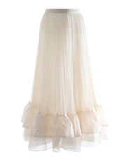Luxury Pleated Tulle Maxi Skirt