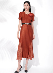 Luxury Plisse 3D Floral Dress