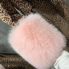 Women's Leopard Sheepskin Fox Fur Coat
