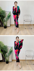 Women's Chic Oversized Sleeve Pleated Midi Dress