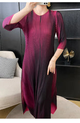 Couture Truly Pleated Midi Dress - 3/4 Sleeves