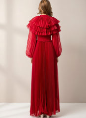 Couture Pleated Cape Dress
