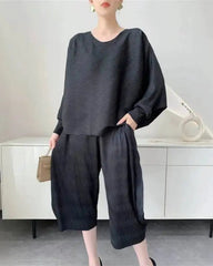 Flowing Plissé Tunic & Pants Set