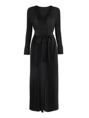 Luxury Pleats Wrap Dress with Sleeves