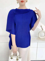 Pleat Plissé Asymmetric Draped Top