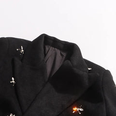 Luxury Crystal Wool-Blend Coat