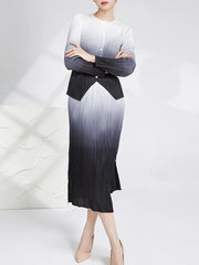 Plissé Ombre Blouse & Skirt Set
