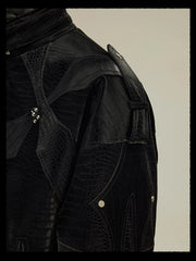 Men's Black Crocodile Faux Leather Jacket | Luxury Streetwear