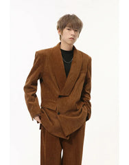 Men's Corduroy Blazer & Baggy Pants 2-Piece Set