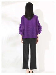 Truly Pleated Ruffle Sleeve Top