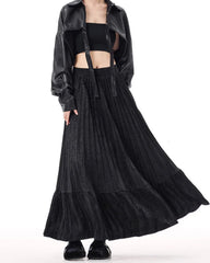 Pleated Crepe Maxi Skirt