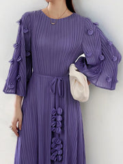 Women's Elegant Japanese Pleated Floral Dress