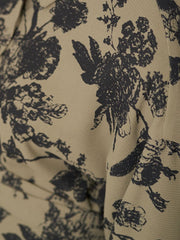 Floral Luxe Casual Dark Khaki Long Sleeve Dress