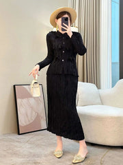Truly Pleated Cardigan & Long Skirt