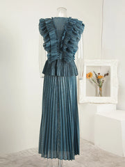 Truly Pleated Sleeveless Top & Skirt