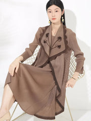 Luxury Pleated Floral Collar Dress