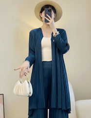 Plissé Longline Travel Cardigan