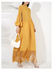 Truly Pleated Oversized Sleeve Midi Dress