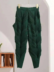 Luxury Unique Pleats Cropped Pants