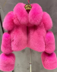 Genuine Cropped Fox Fur Coat