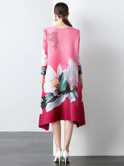 Luxe Casual Floral Pleats Dress