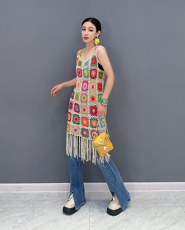 Handmade Chic Crochet Knitted Sleeveless Dress