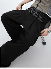 Designer Black Baggy High-Waist Pants