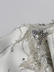 Rhinestone Pinstripe Fringe Blazer