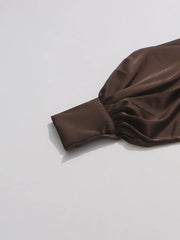 Crystal-Adorned Draped Blouse