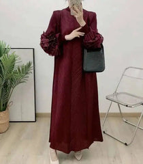 Truly Pleated Ruffle Sleeve Dress