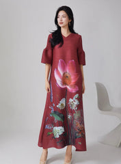 Contemporary Pleated Women's Floral Print Dress