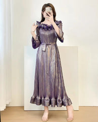 Pleated Dress With Bell Sleeves