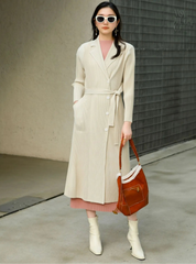 Truly Pleated Stretchy Long Coat