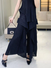 Pleated Plissé Tank Top & Pants Set