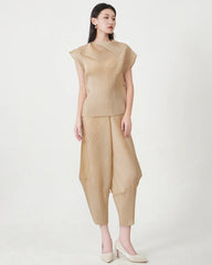 Luxury Geometric Plissé Trousers Set