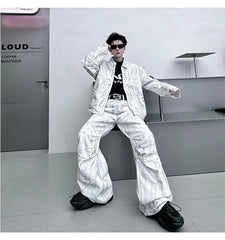 Men's Trendy 2-Piece Streetwear White Denim Set