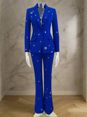 Women's Luxe 2-Piece Suit Set with Metal Holes