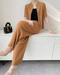 Luxury Pleated Wide-Leg Set