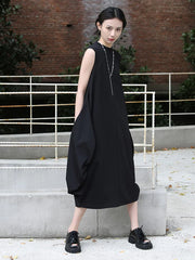 Women's Black Sleeveless Balloon Dress