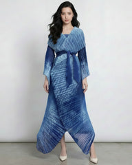 Pleated Asymmetric Wrap Dress
