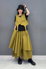 HEYFANCYSTYLE Tokyo Irregular Vest & Oversized Skirt Set