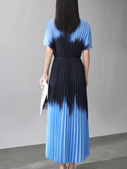 Luxury Gradient Pleats Dress