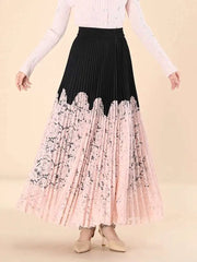 Luxury Pleated Lace Trim Skirt