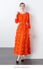 Luxe Plissé Modest Ruffle Dress