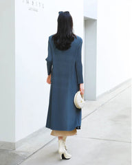 Truly Pleated Stretchy Long Coat