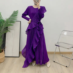 Luxe Romantic Truly Pleated Ruffled Maxi Dress