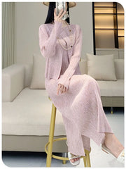 Truly Pleated Cardigan & Dress Set