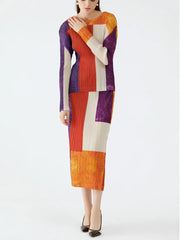 Geometric Plissé Top & Skirt