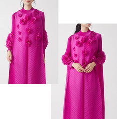 Luxe Pleated Dress with Sleeves